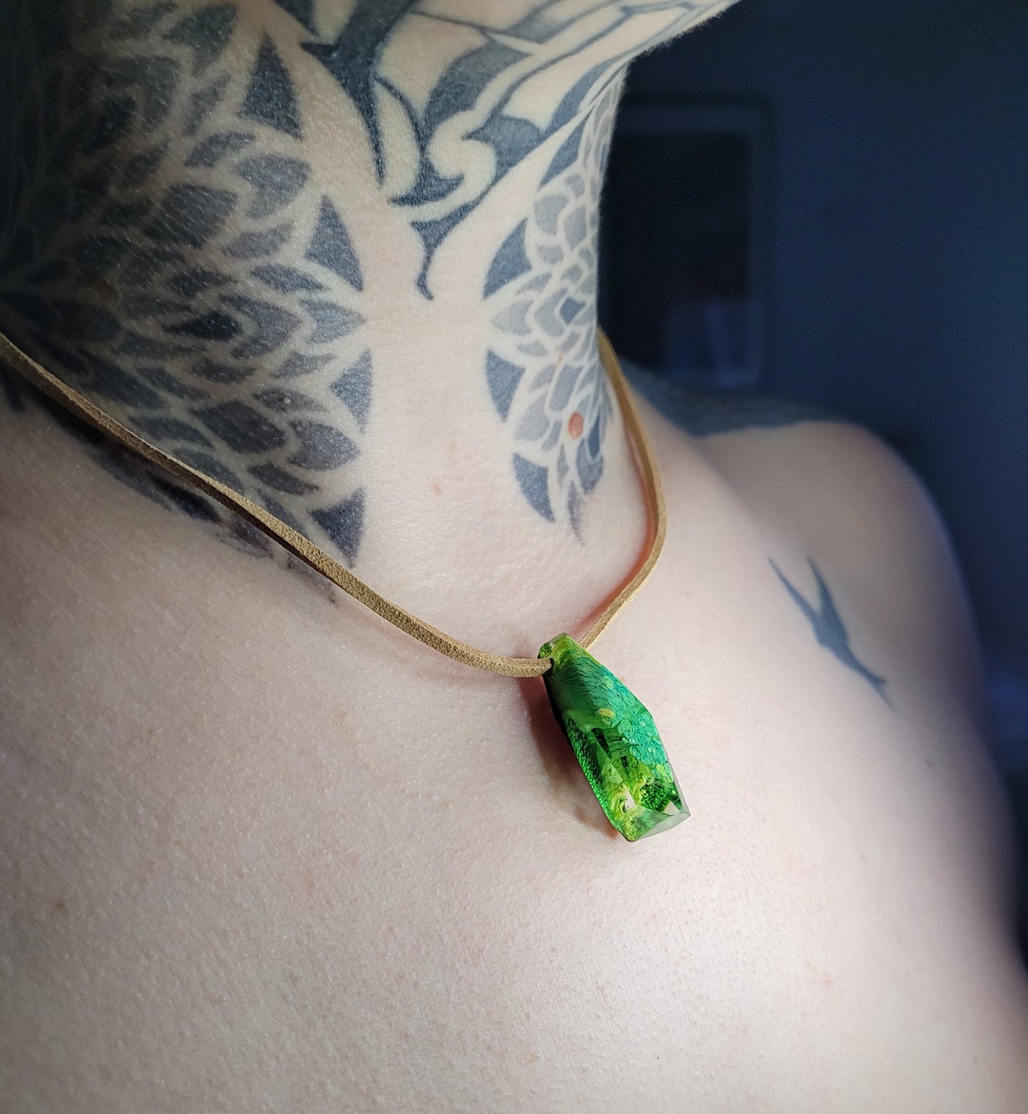 Green Yellow and Brown Necklace - The Cerulean Wolf