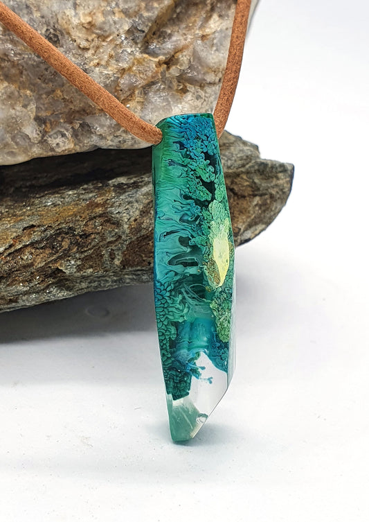 Green Yellow and Brown Necklace - The Cerulean Wolf