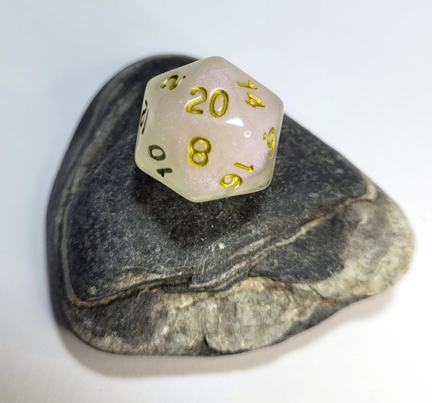 Rose Quartz Inspired D20 - The Cerulean Wolf