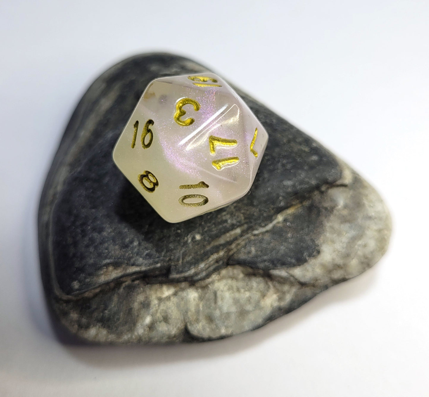 Rose Quartz Inspired D20 - The Cerulean Wolf