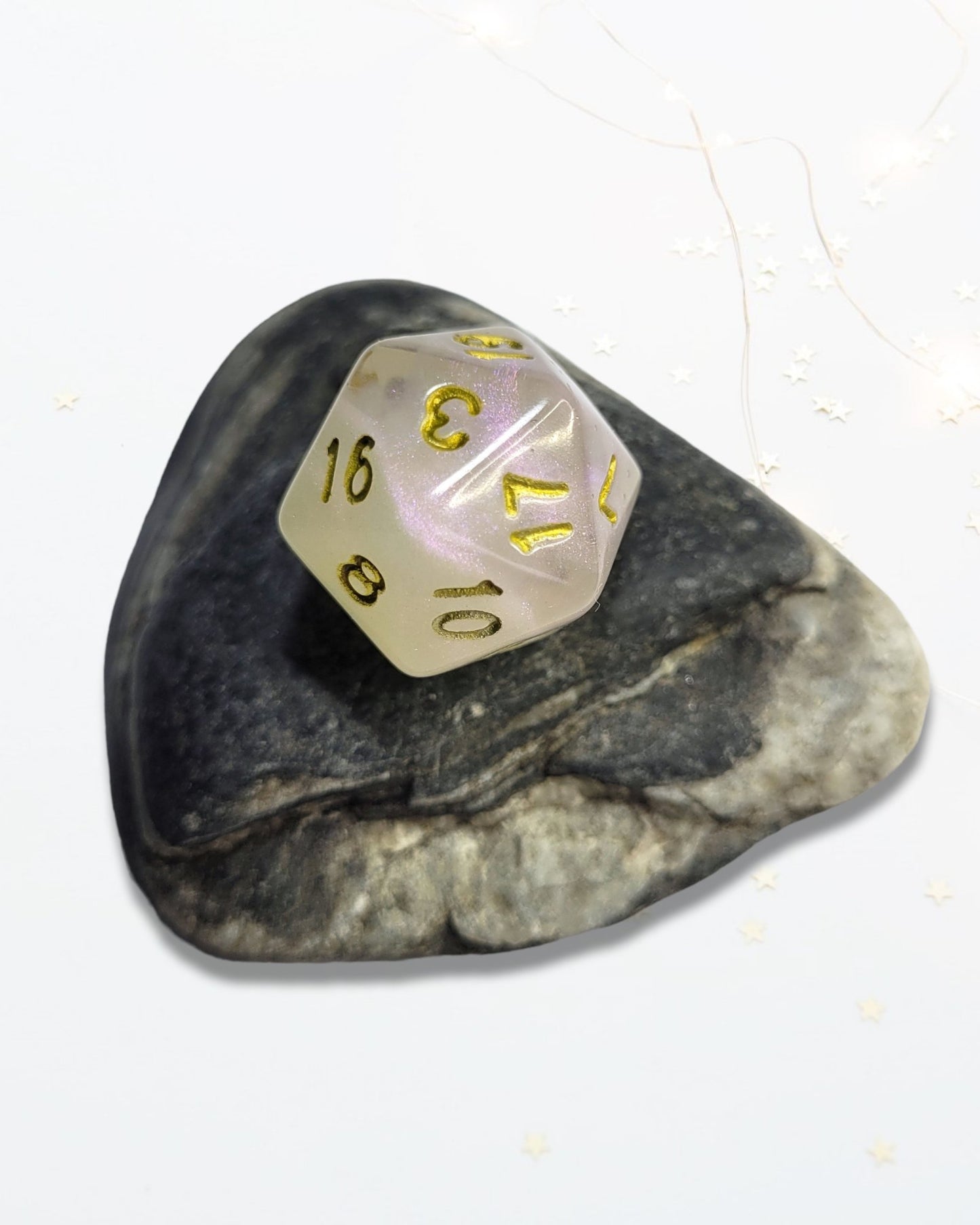Rose Quartz Inspired D20 - The Cerulean Wolf