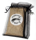 Brown drawstring bag with 'The Cerulean Wolf' logo on a white background