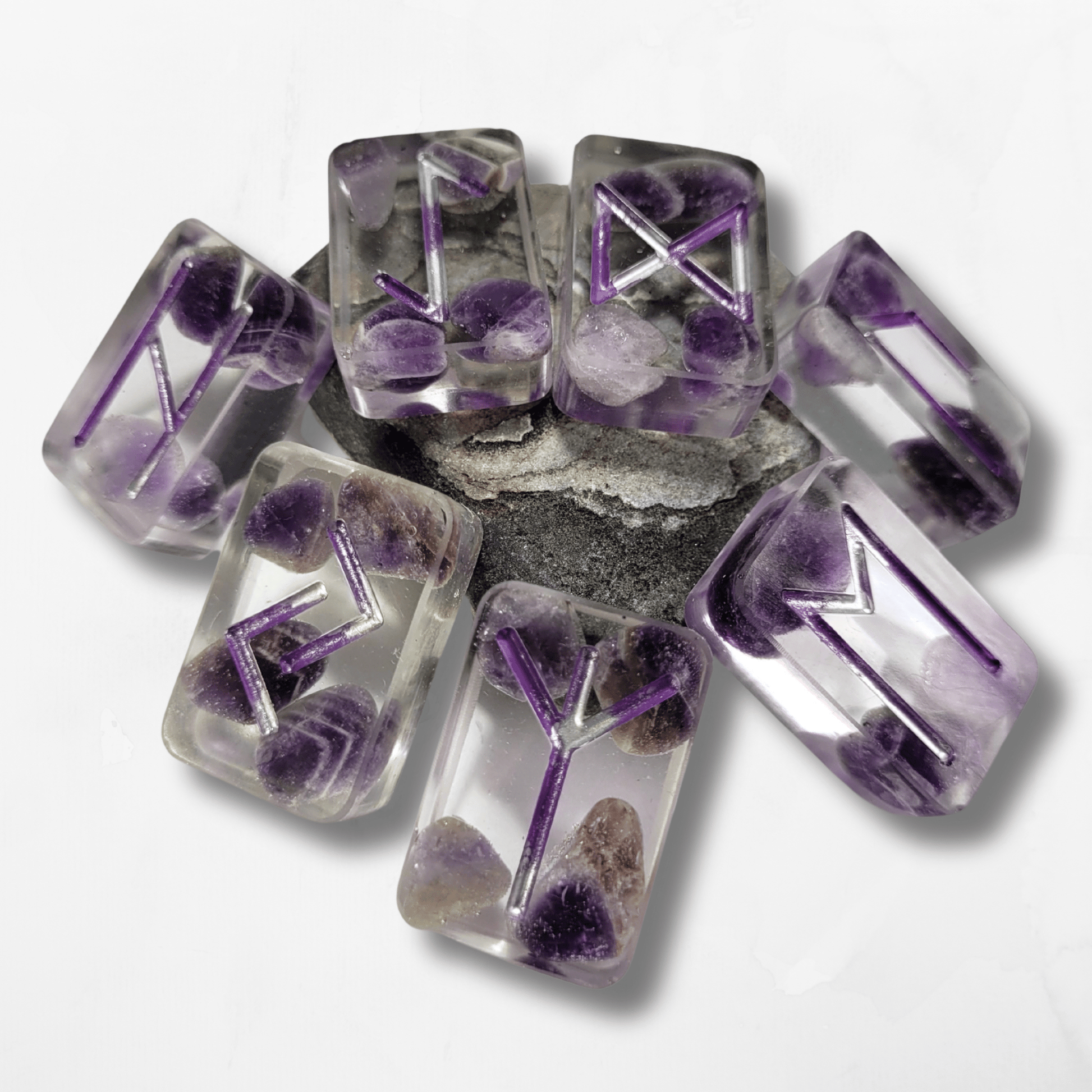 25 Amethyst Elder Futhark Runes - The Cerulean Wolf