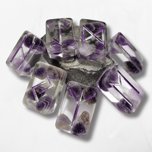25 Amethyst Elder Futhark Runes - The Cerulean Wolf