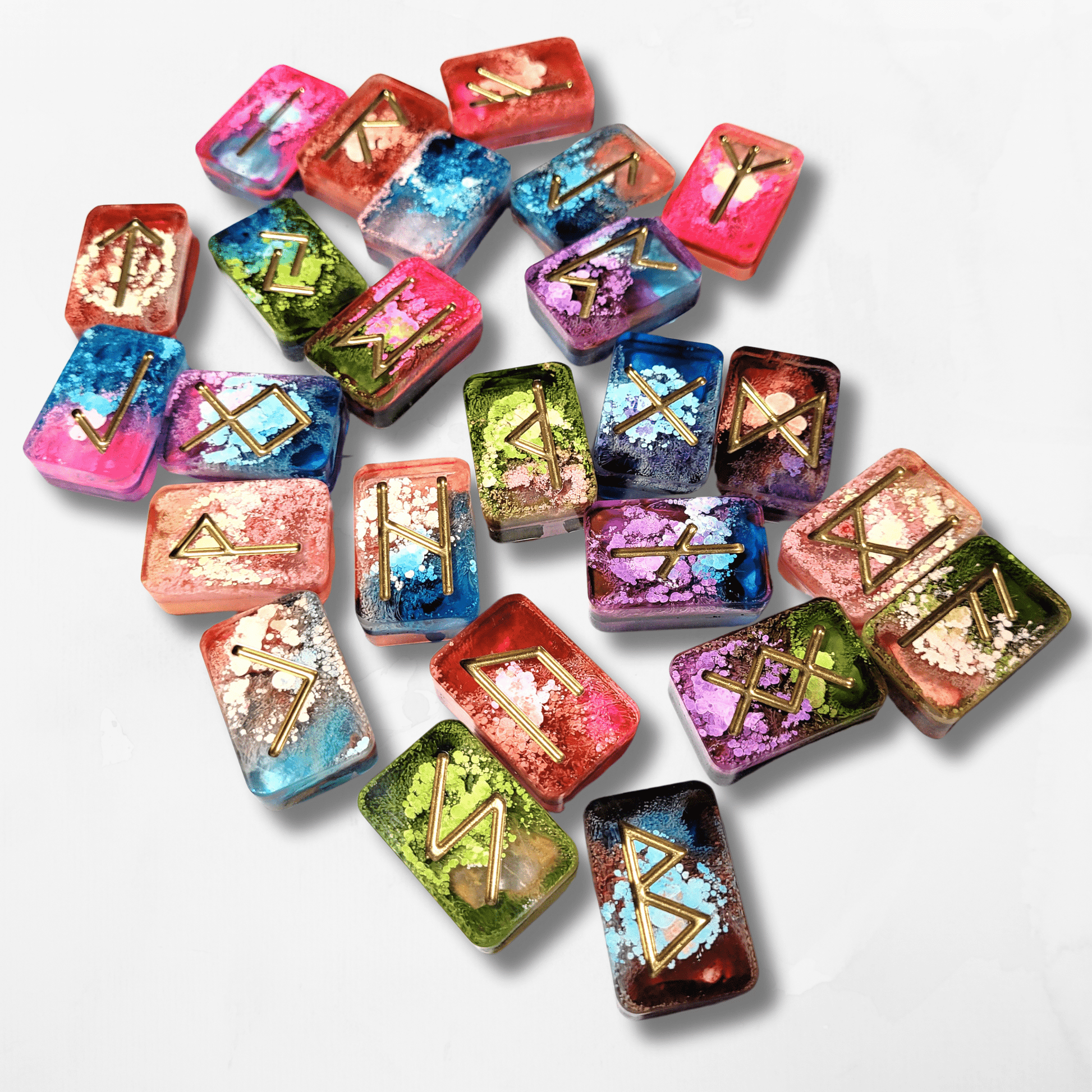 25 Multicoloured Elder Futhark Runes - The Cerulean Wolf