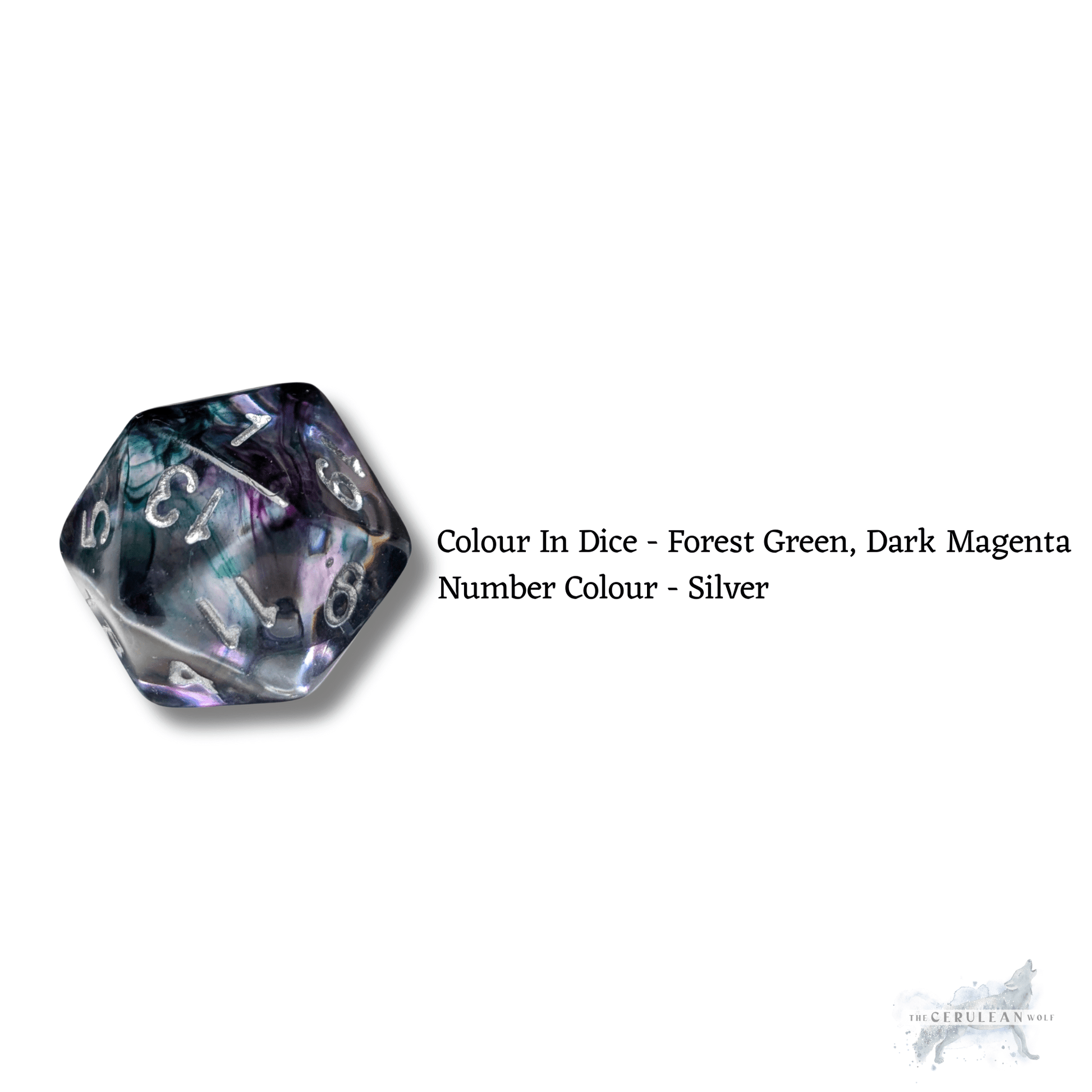 7 Customisable Misty Dice Set - The Cerulean Wolf