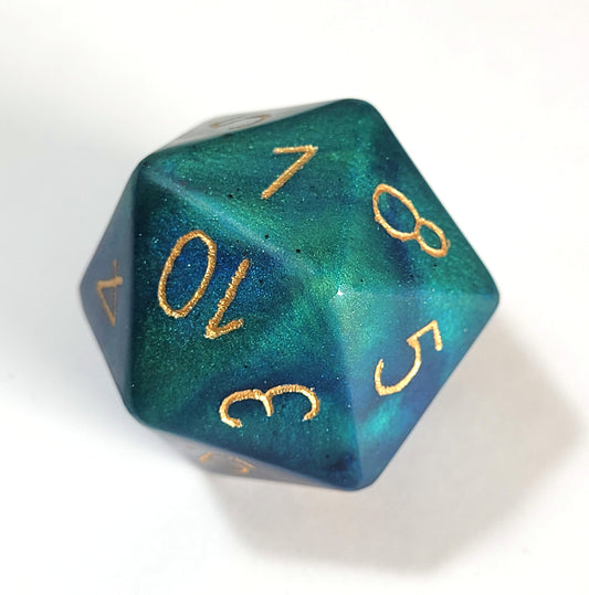 Custom Numbers and Colours Chonk D20 - The Cerulean Wolf
