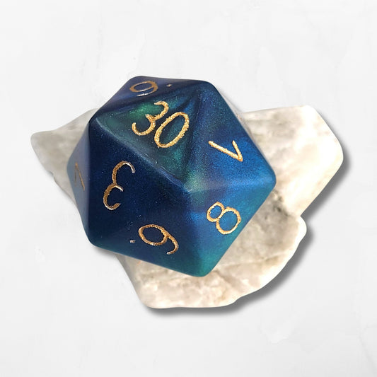Custom Numbers and Colours Chonk D20 - The Cerulean Wolf