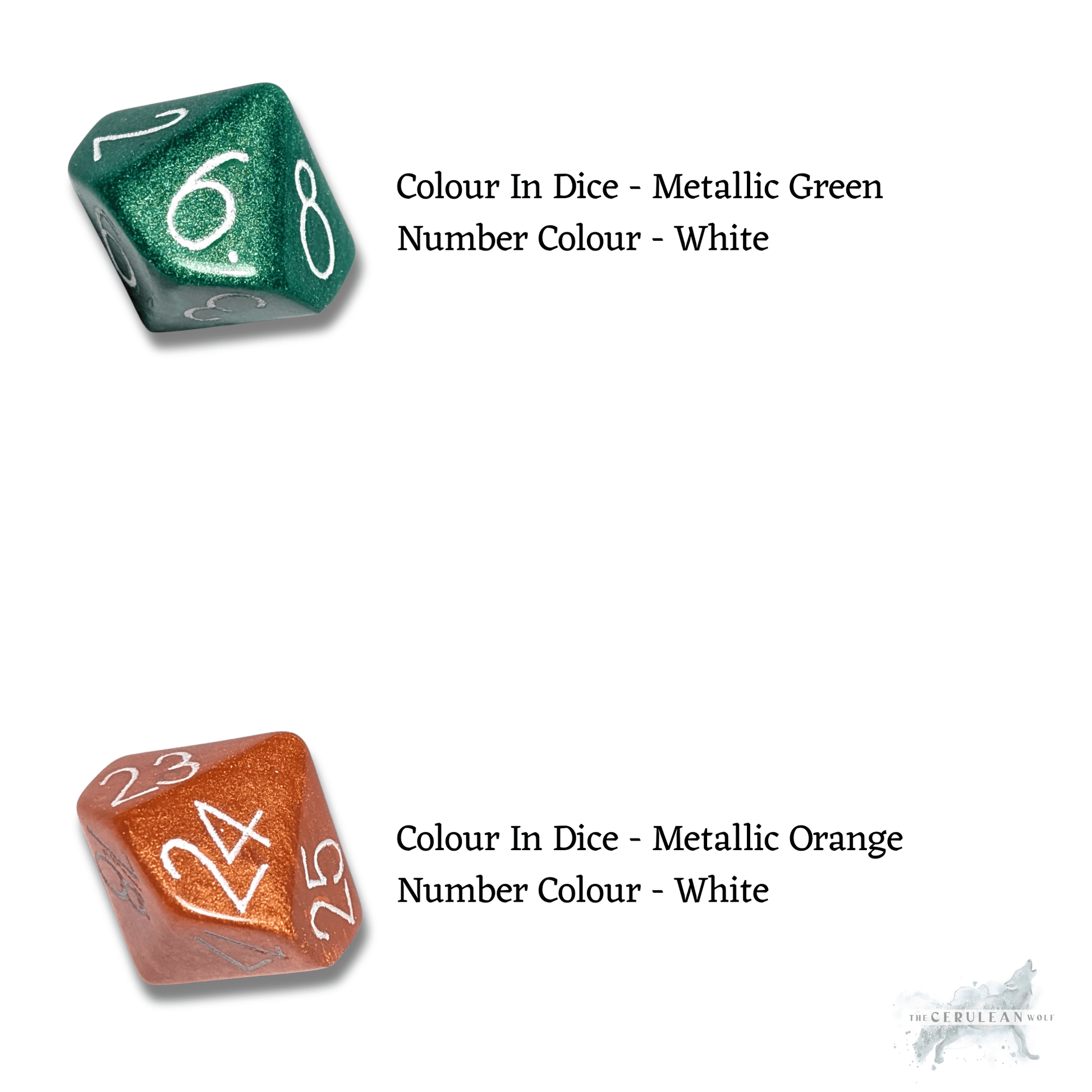 Custom Numbers & Colours D10/% Dice - The Cerulean Wolf