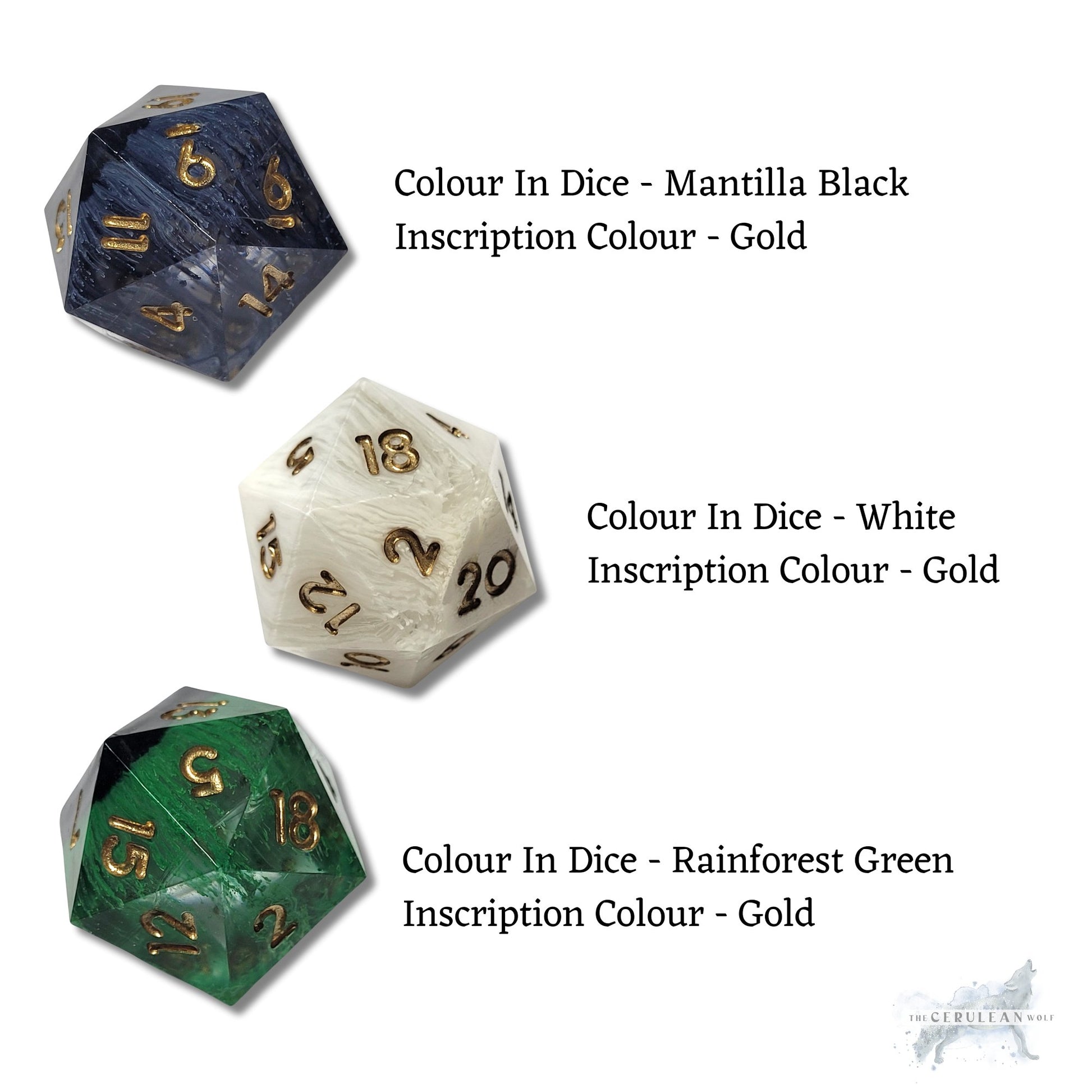 Customisable Sharp Edged D20 - The Cerulean Wolf