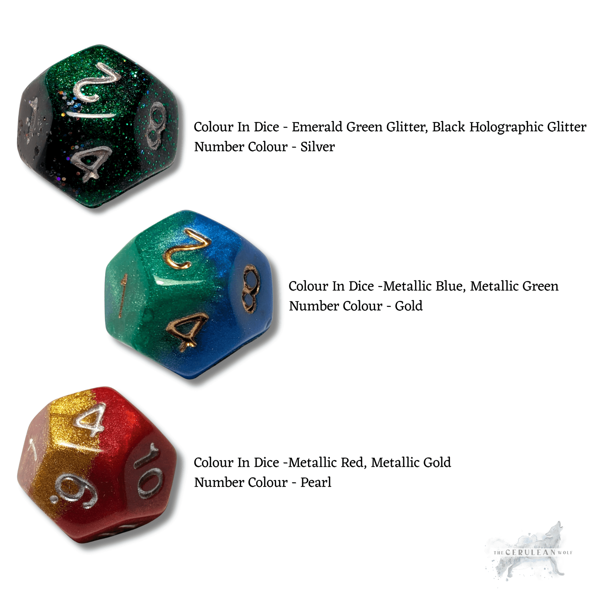 Customisable Single D12 Dice - The Cerulean Wolf