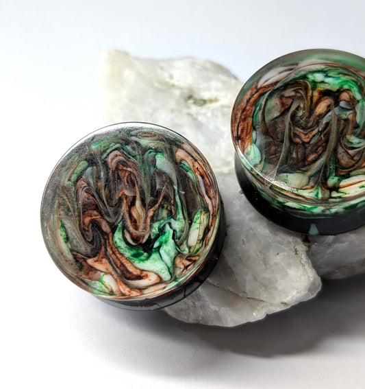 Forest Mist Double Flared Plugs - The Cerulean Wolf