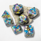 Multicoloured Stars 7 DND Dice - The Cerulean Wolf