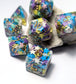 Multicoloured Stars 7 DND Dice - The Cerulean Wolf