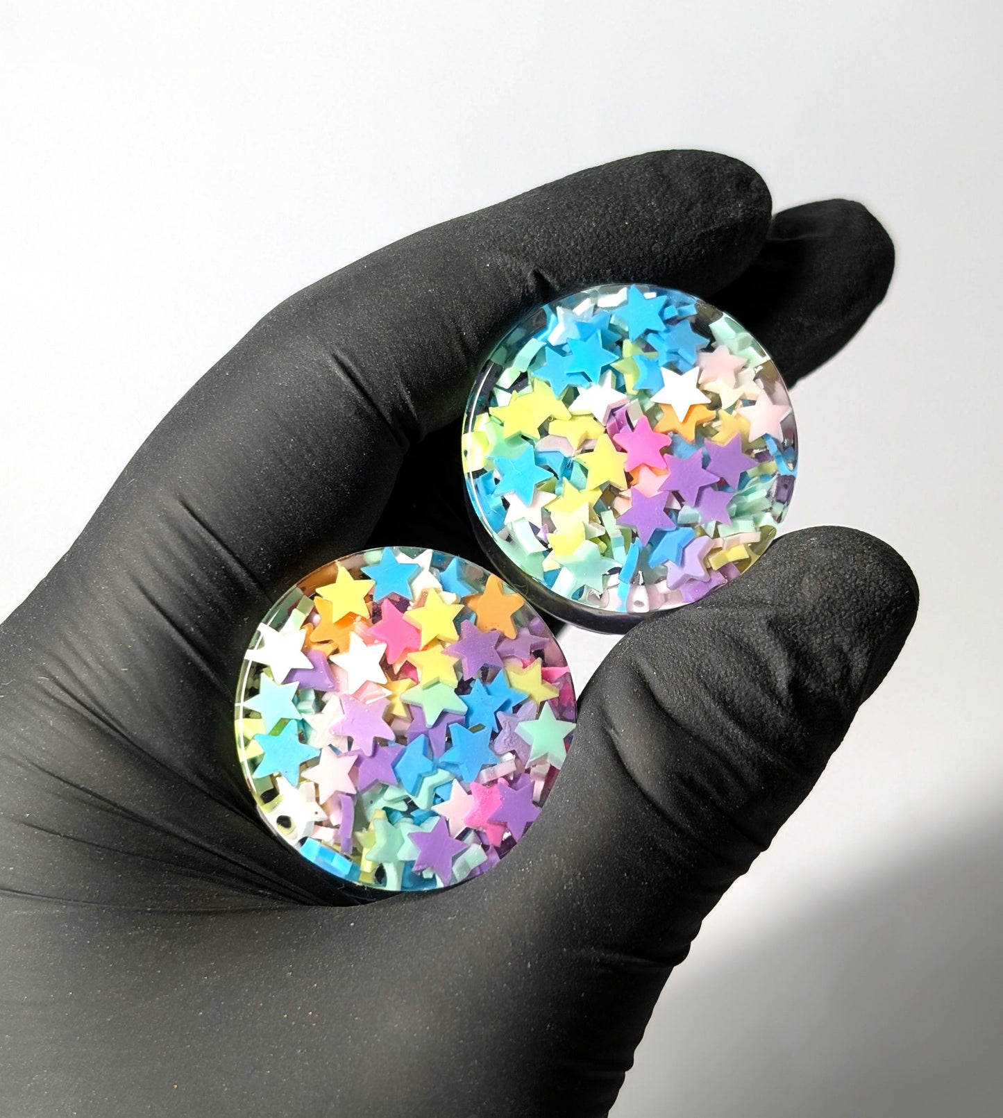 Multicoloured Stars Double Flared Plugs - The Cerulean Wolf
