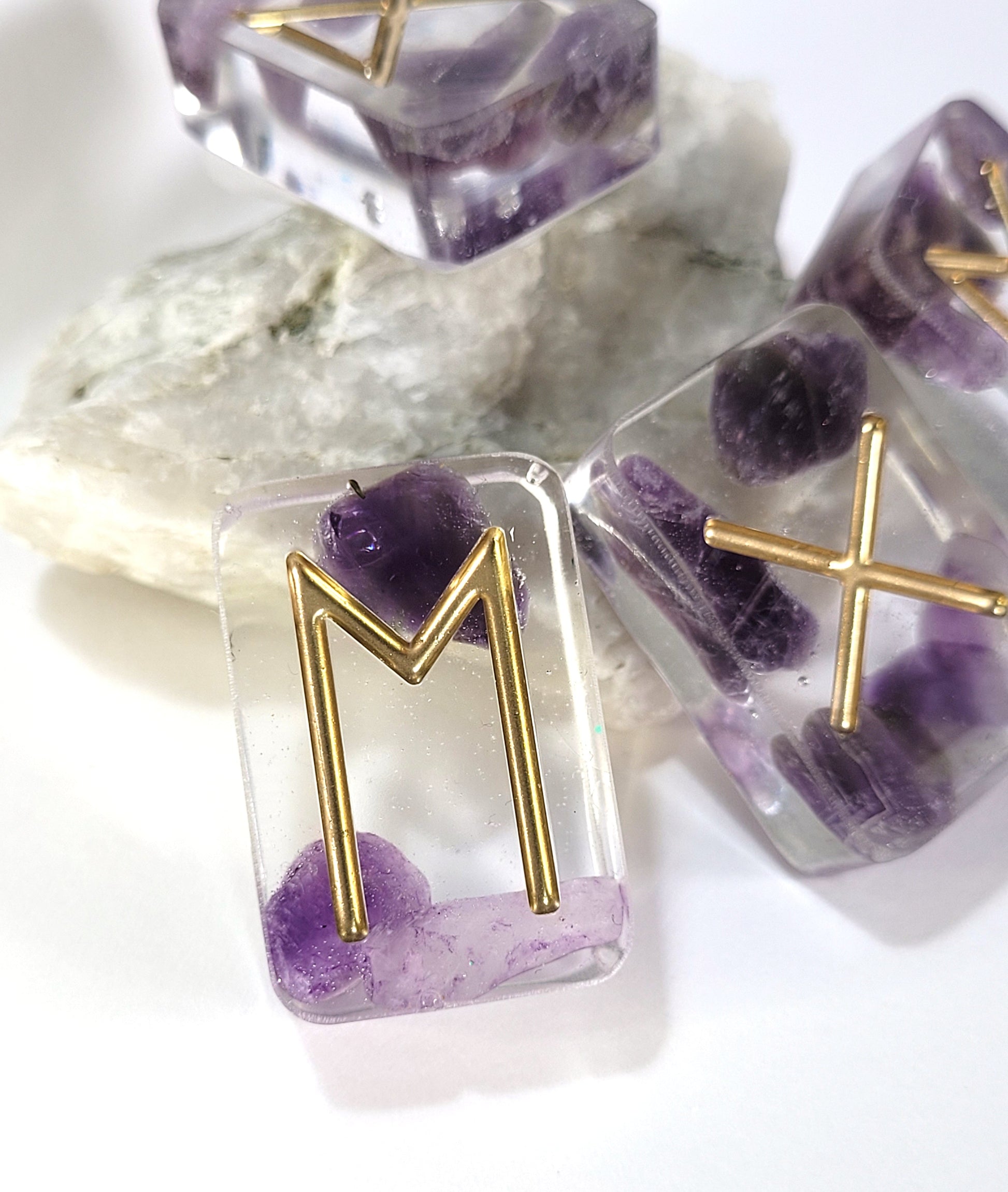 25 Amethyst Elder Futhark Runes - The Cerulean Wolf