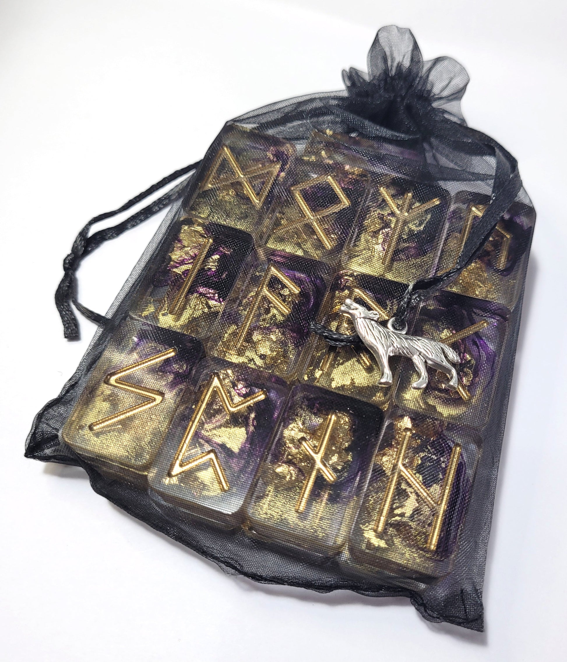 25 Customisable Smokey Elder Futhark Runes With Gold Foil - The Cerulean Wolf