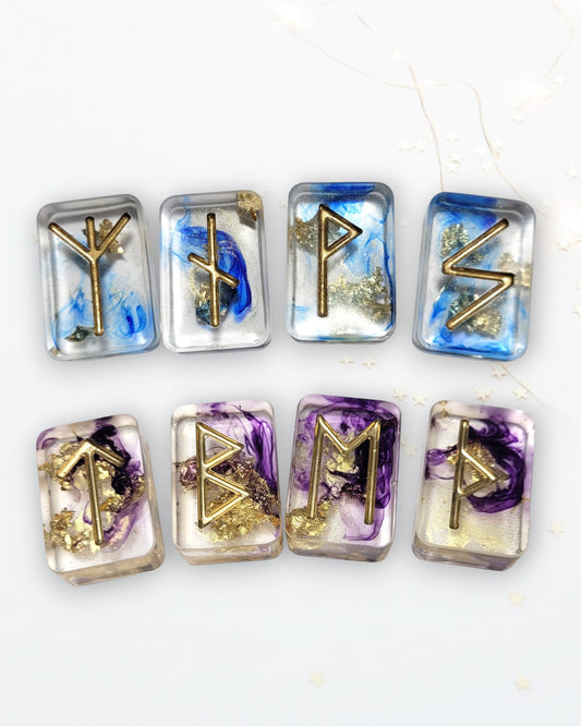 25 Customisable Smokey Elder Futhark Runes With Gold Foil - The Cerulean Wolf