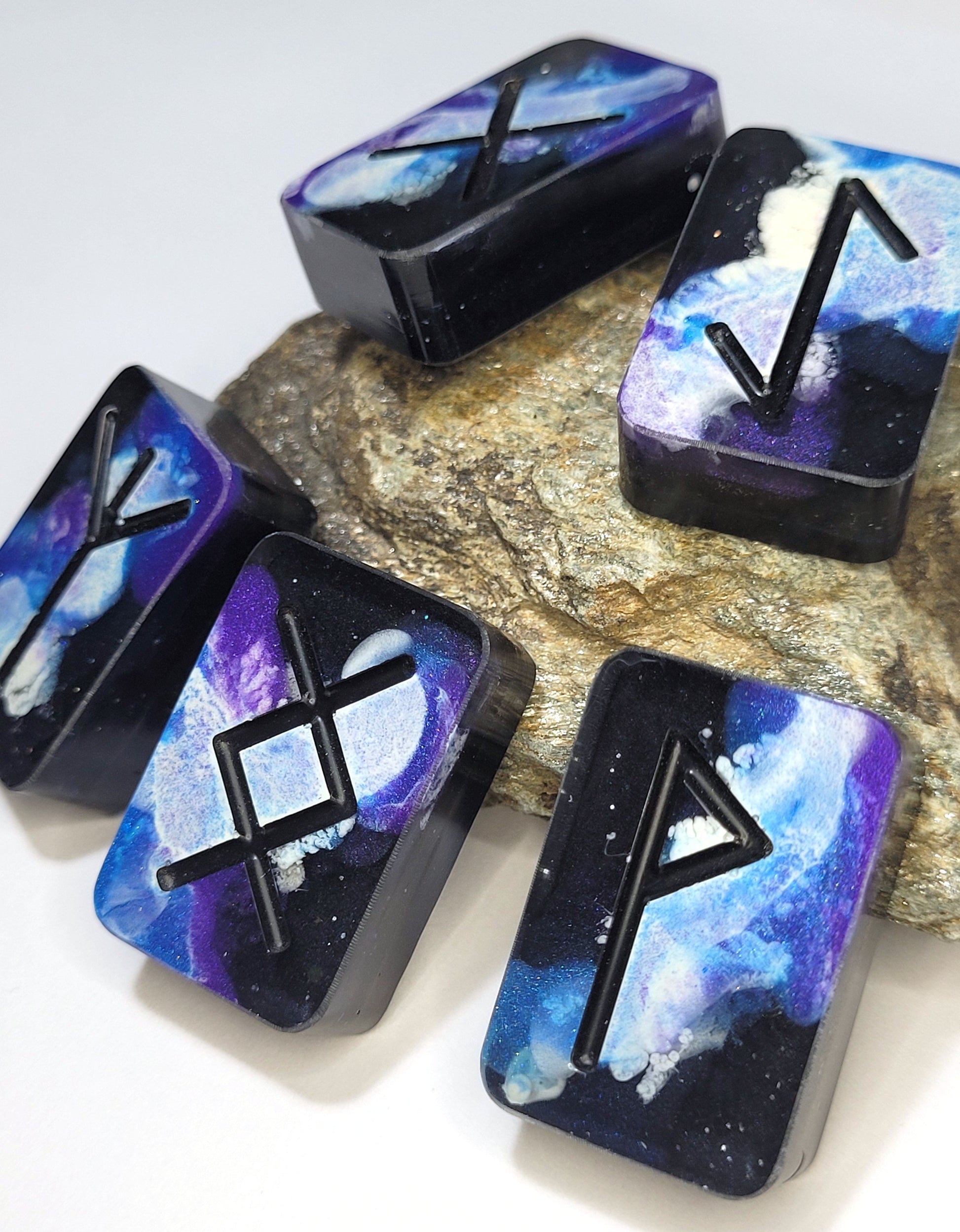 25 Galaxy Elder Futhark Runes - The Cerulean Wolf