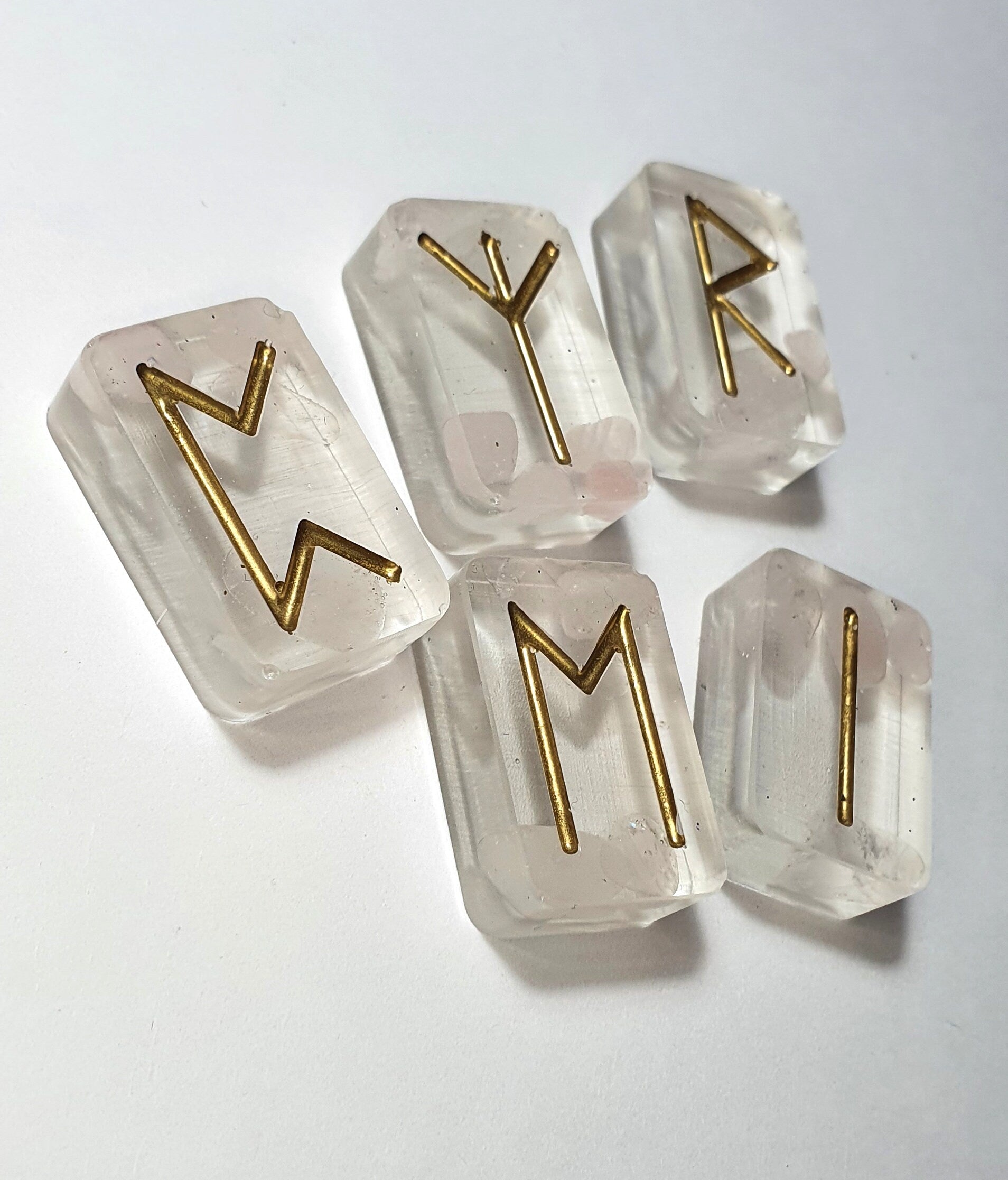 25 Rose Quartz Elder Futhark Runes - The Cerulean Wolf