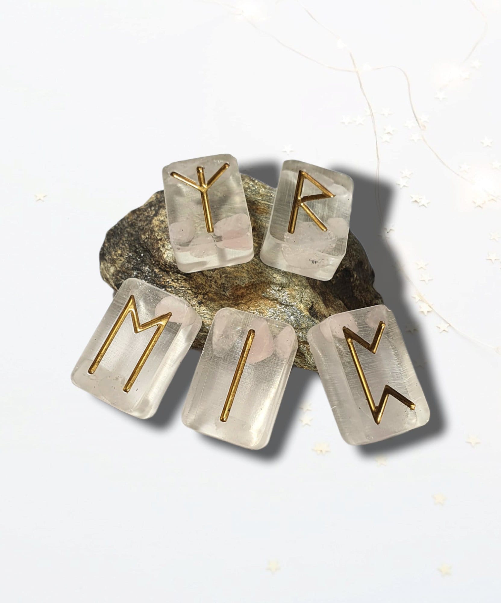 25 Rose Quartz Elder Futhark Runes - The Cerulean Wolf