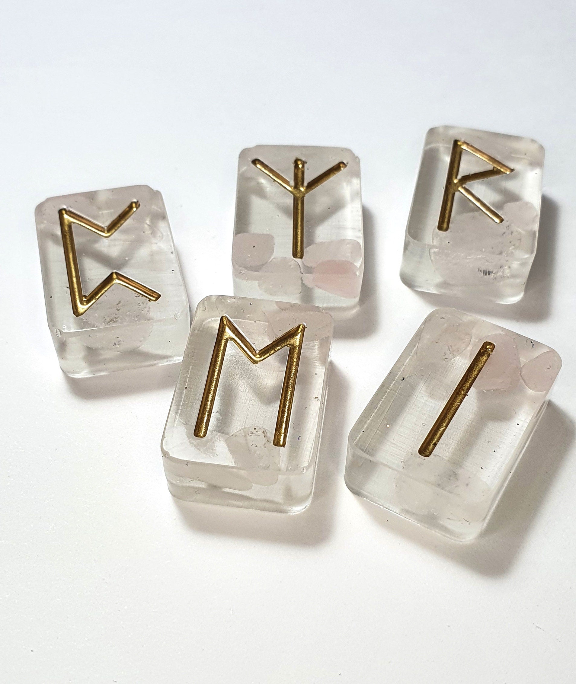 25 Rose Quartz Elder Futhark Runes - The Cerulean Wolf