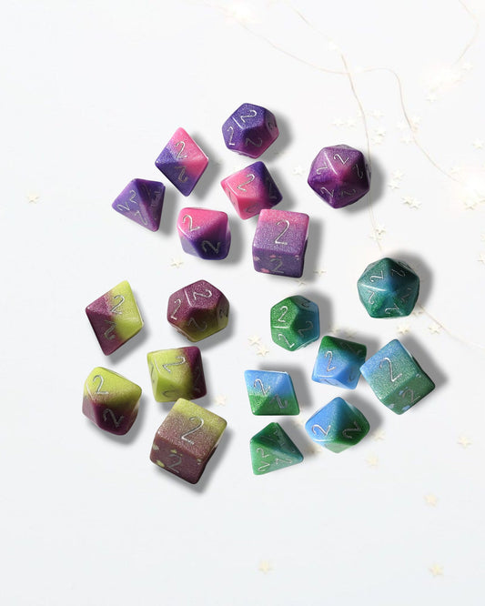 7 Custom Numbers & Colours Dice Set - The Cerulean Wolf