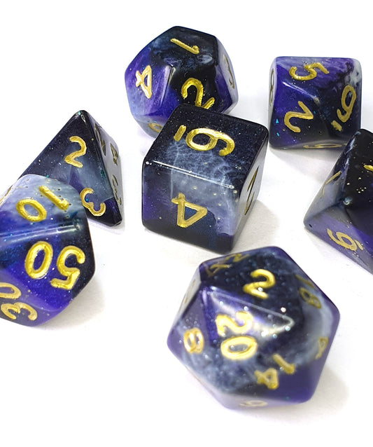 7 Galaxy DND Dice - The Cerulean Wolf