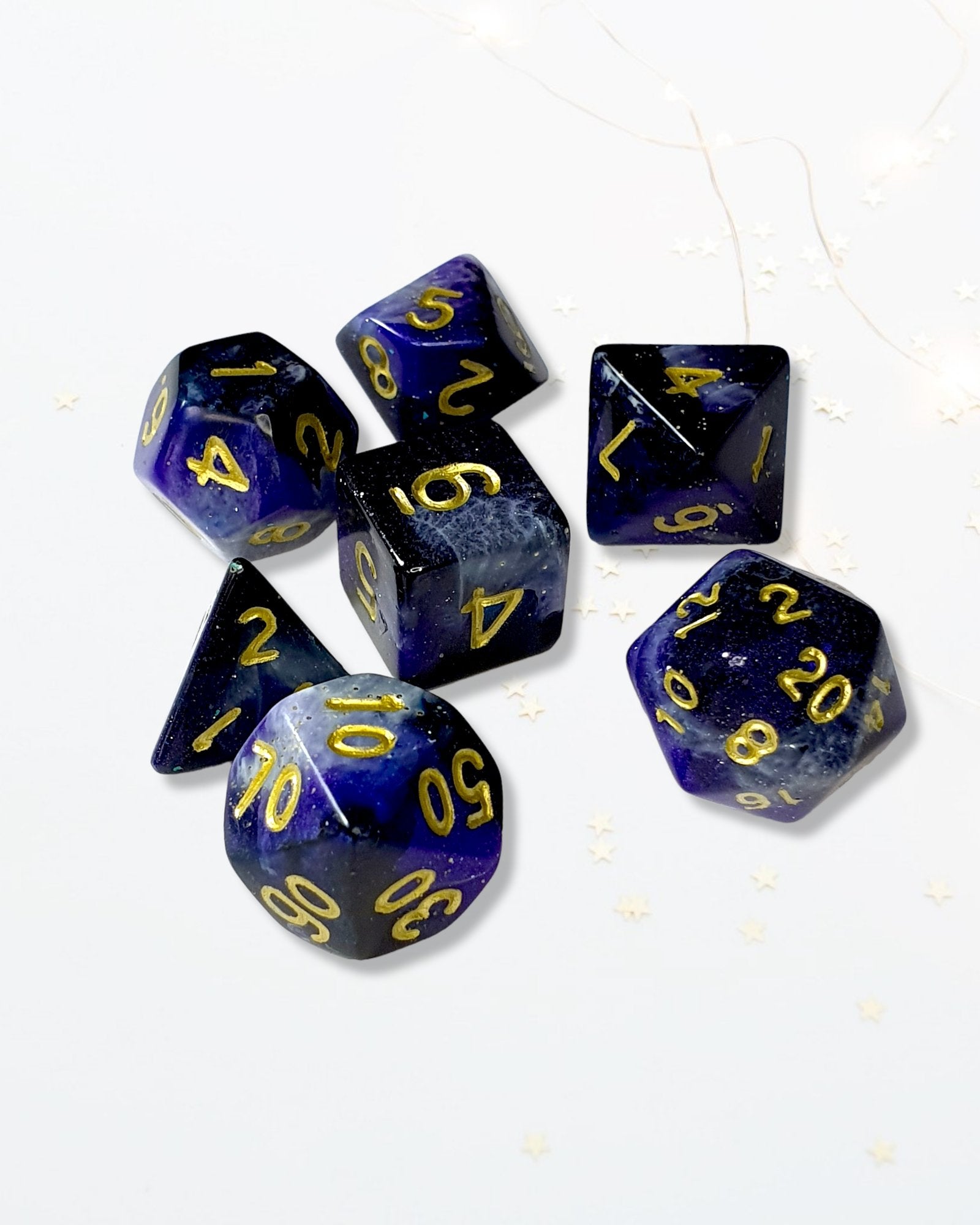 7 Galaxy DND Dice - The Cerulean Wolf