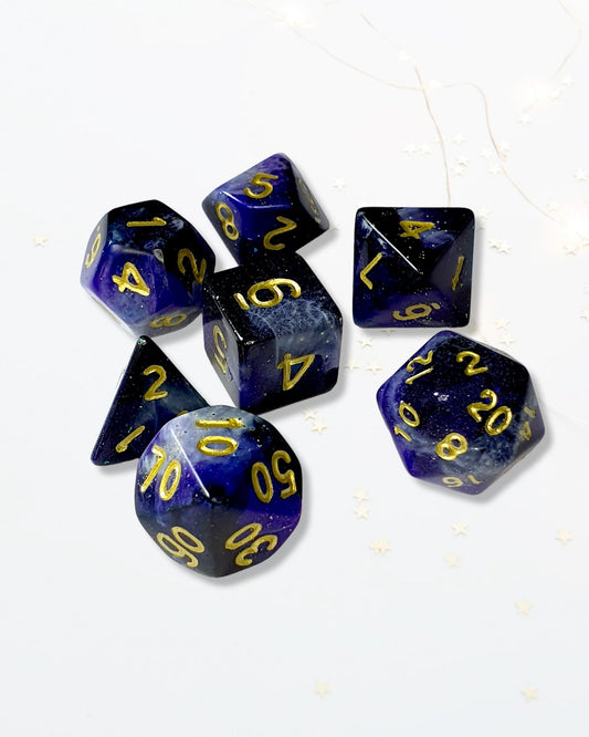 7 Galaxy DND Dice - The Cerulean Wolf