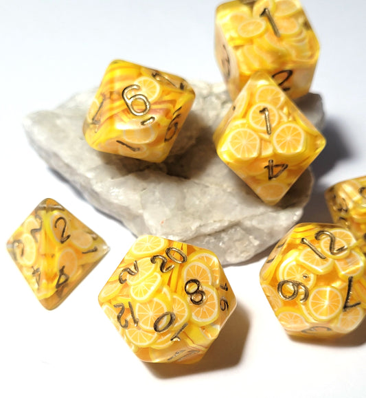 7 Lemon Slice DND Dice - The Cerulean Wolf