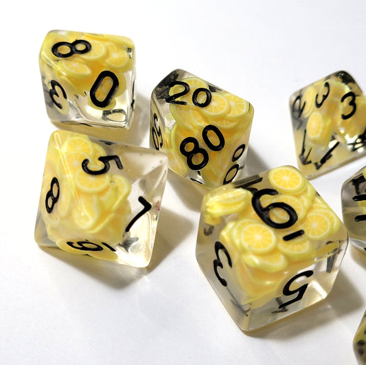 7 Lemon Slice DND Dice - The Cerulean Wolf