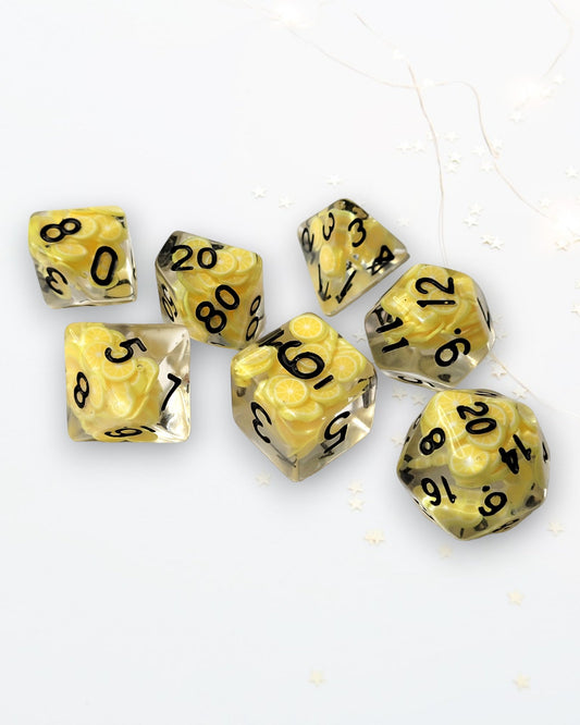 7 Lemon Slice DND Dice - The Cerulean Wolf