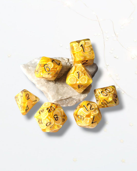 7 Lemon Slice DND Dice - The Cerulean Wolf