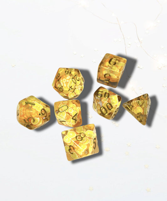 7 Orange Slice DND Dice - The Cerulean Wolf