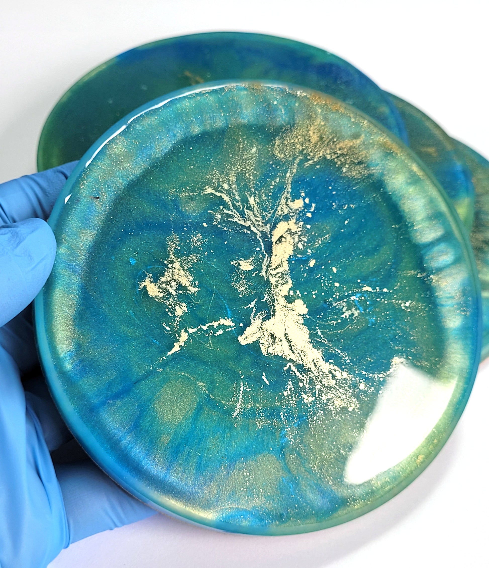 Blue Green and Gold Coasters - The Cerulean Wolf