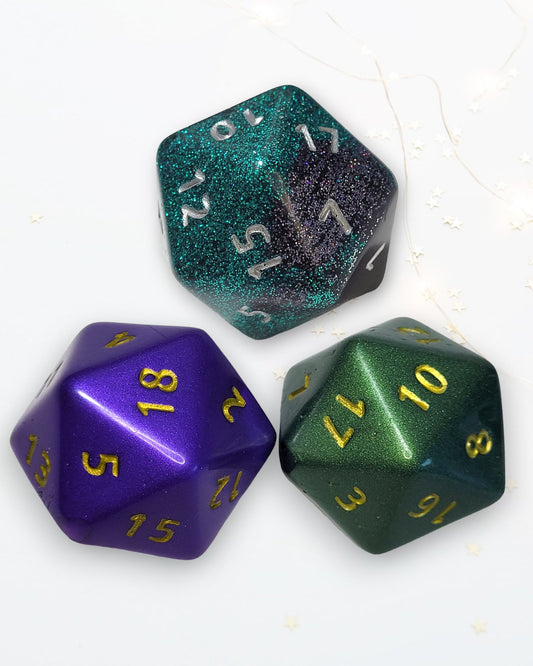Customisable Large D20 Dice - The Cerulean Wolf