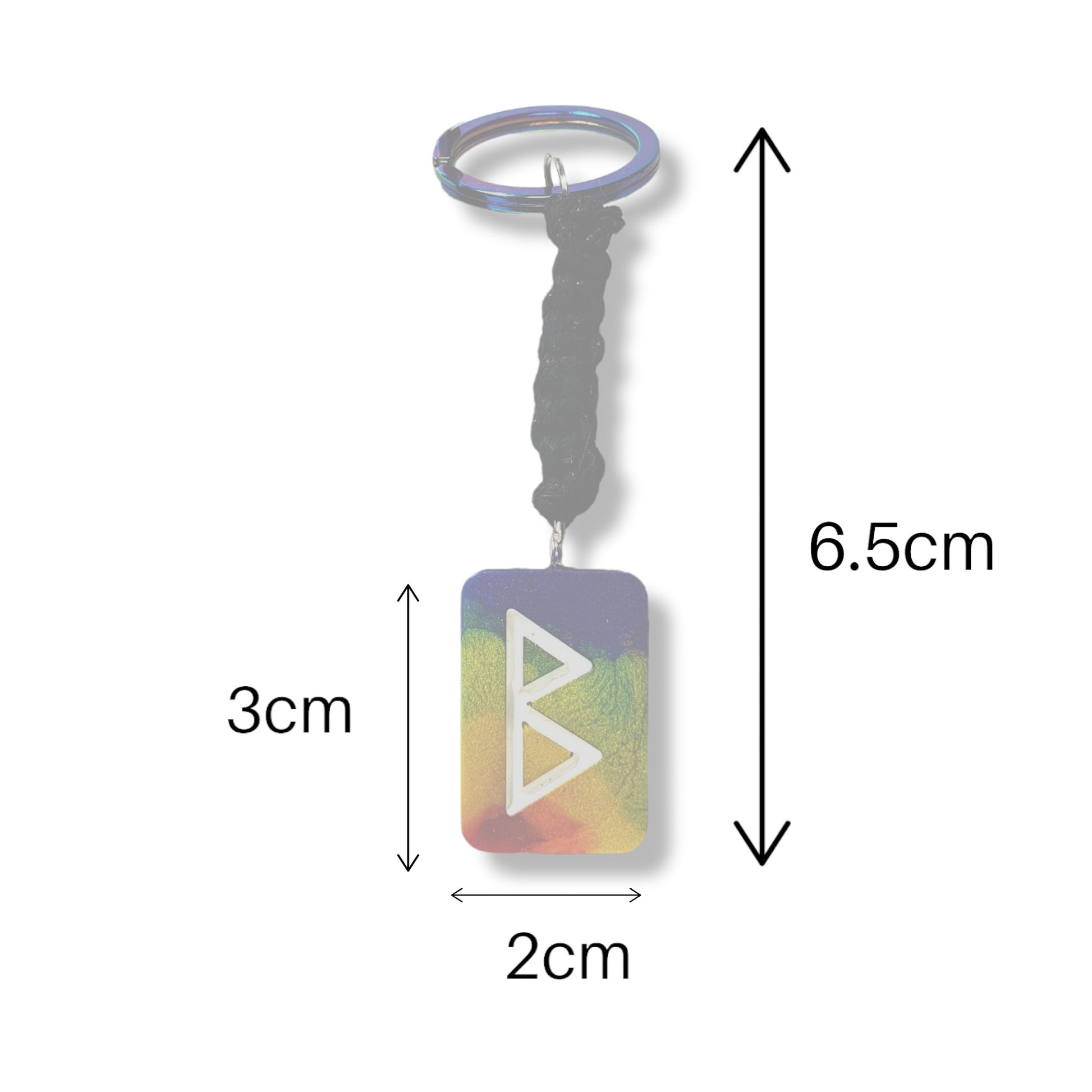 Customisable Rainbow Elder Futhark Keyring - The Cerulean Wolf