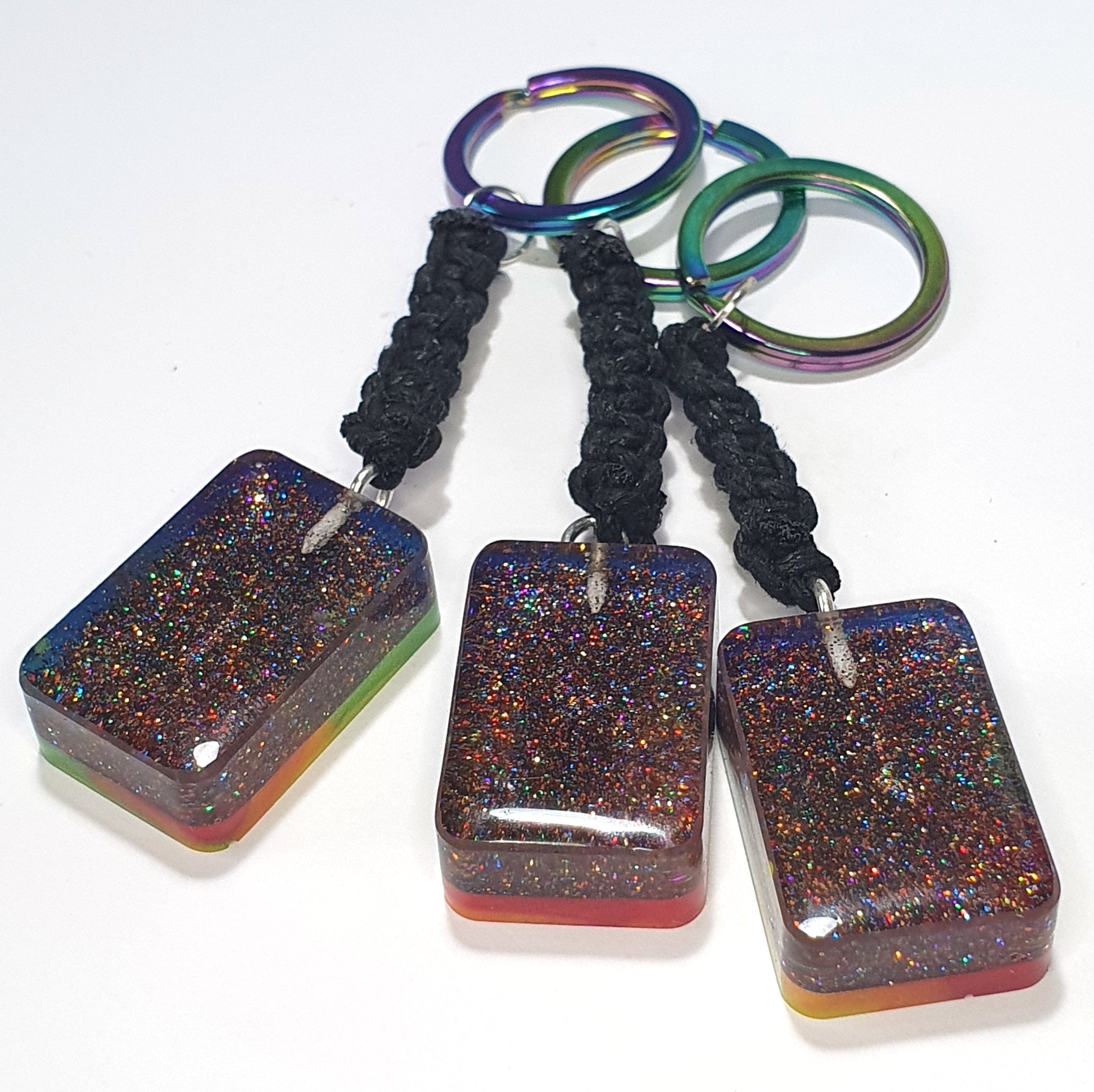 Customisable Rainbow Elder Futhark Keyring - The Cerulean Wolf