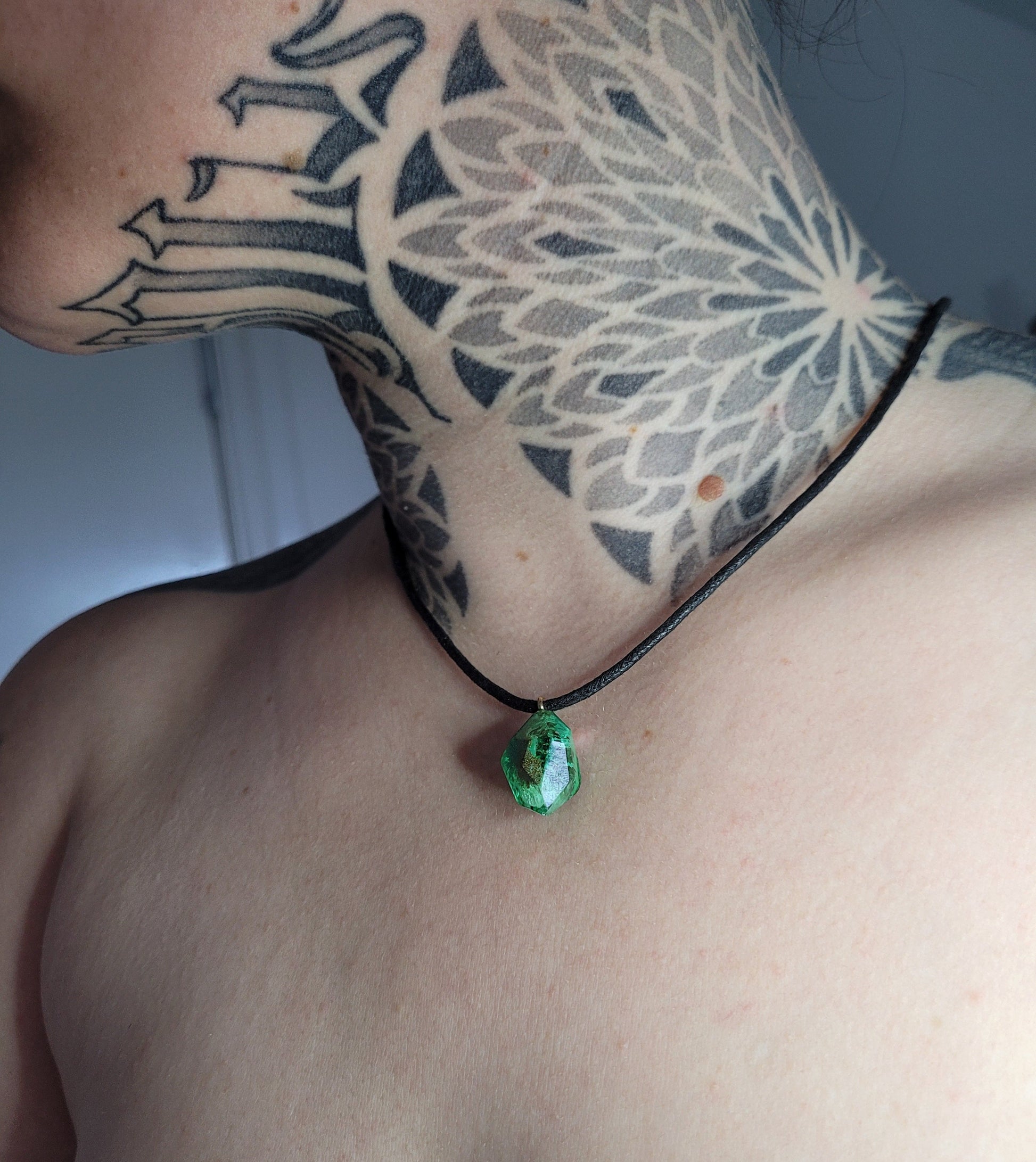 Green and Gold Gem Necklace - The Cerulean Wolf