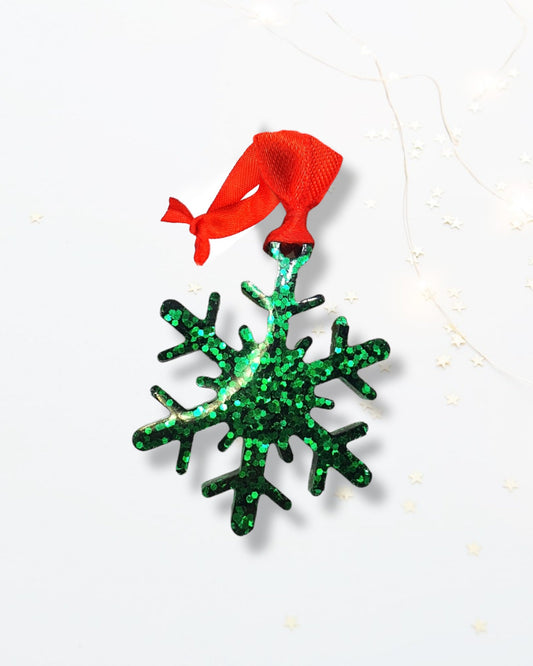 Green Snowflake Tree Decoration - The Cerulean Wolf