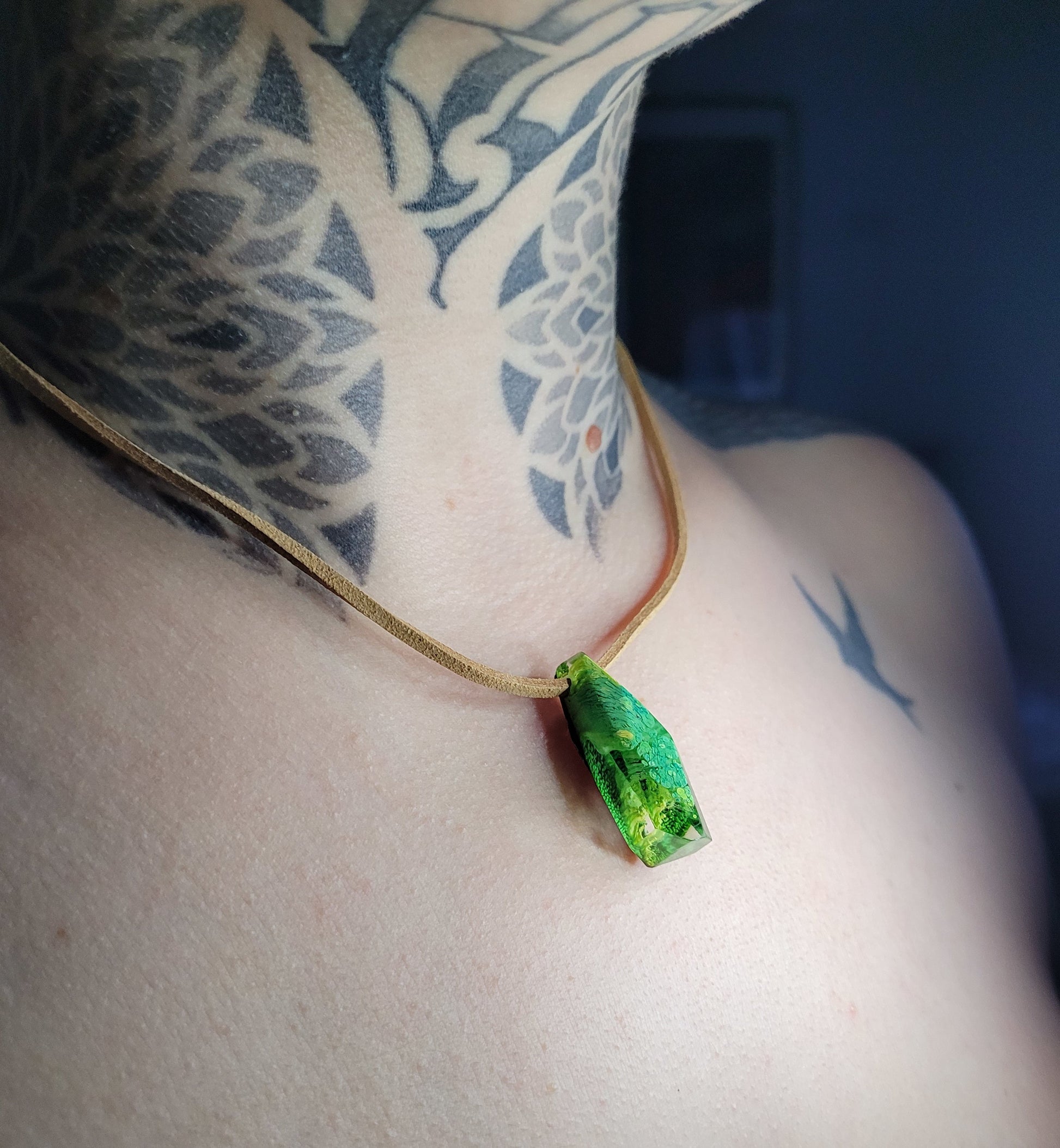 Green Yellow and Brown Necklace - The Cerulean Wolf