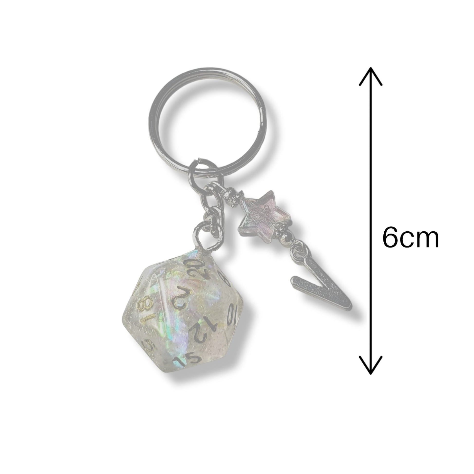 Holographic Dice Keyring - The Cerulean Wolf
