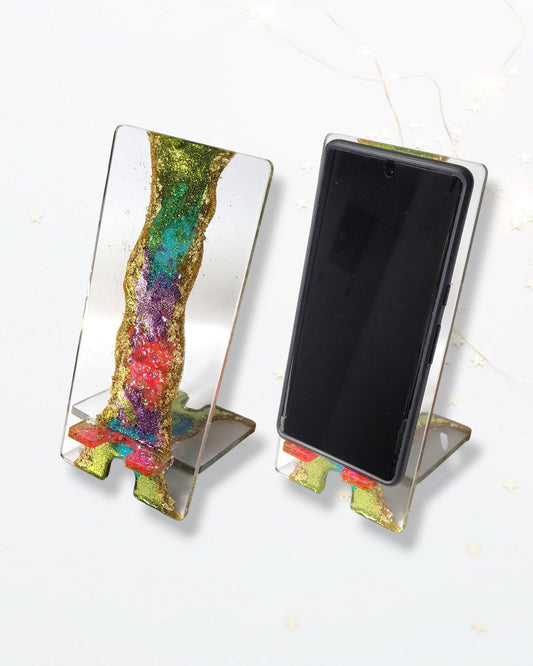 Rainbow Glitter Phone Stand - The Cerulean Wolf