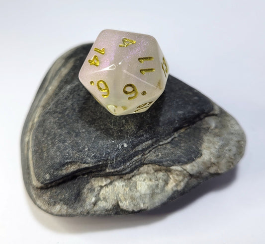 Rose Quartz Inspired D20 - The Cerulean Wolf