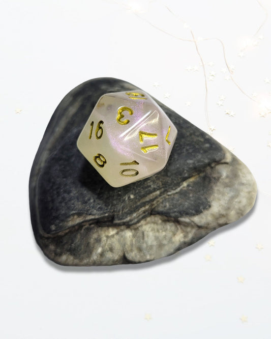 Rose Quartz Inspired D20 - The Cerulean Wolf